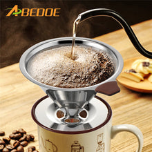 ABEDOE 1pc Reusable Coffee Filter Holder Sets Stainless Steel Brew Drip Coffee Filter Cone Funnel Metal Mesh Coffee Tea Filter