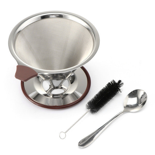 ABEDOE 1pc Reusable Coffee Filter Holder Sets Stainless Steel Brew Drip Coffee Filter Cone Funnel Metal Mesh Coffee Tea Filter